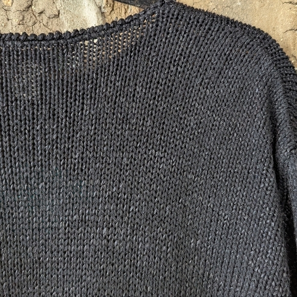 VTG 80s Chaus Abstract Heart Fish Colorful Knit Sweater Silk Large Black - Picture 5 of 7